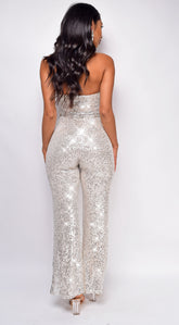 Savia Silver Belted Jumpsuit